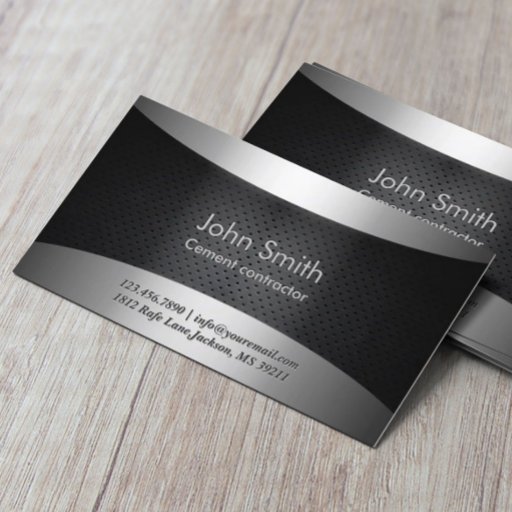 Customizable Carbon Black Cement Contractor Business Card