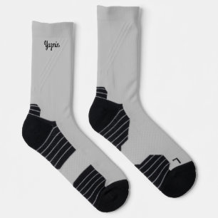 Cement Grey Name Athletic Socks