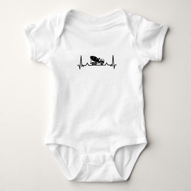 Cement Mixer Heartbeat Funny Gifts Baby Bodysuit (Front)