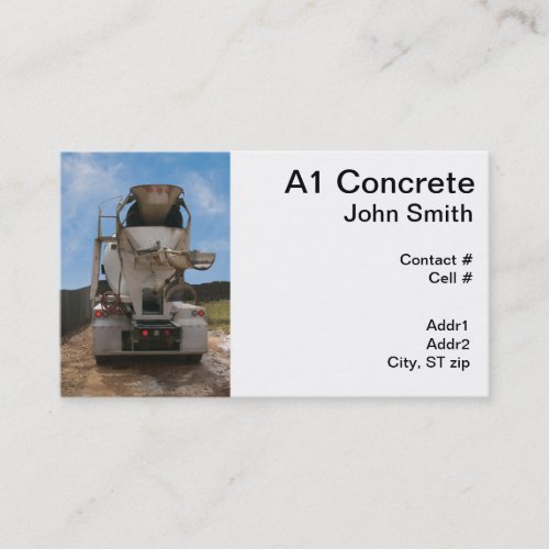 Cement Truck at construction site Business Card