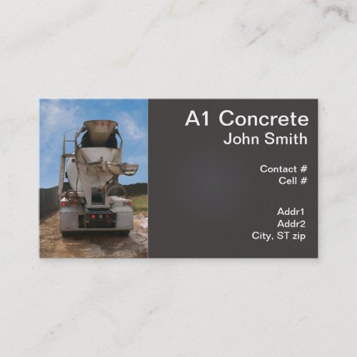 Cement Truck at construction site Business Card Template