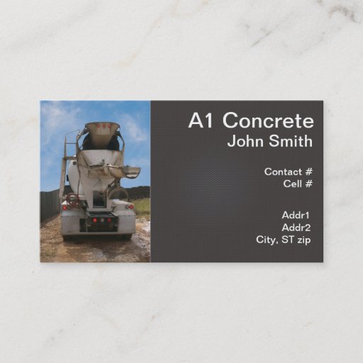 Customizable Cement Truck at construction site Business Card Template