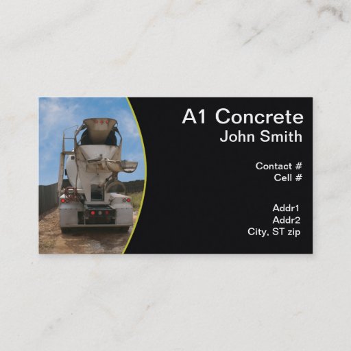 Customizable Cement Truck at construction site Business Card Template