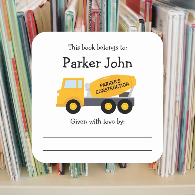 Cement Truck children's bookplate (Creator Uploaded)