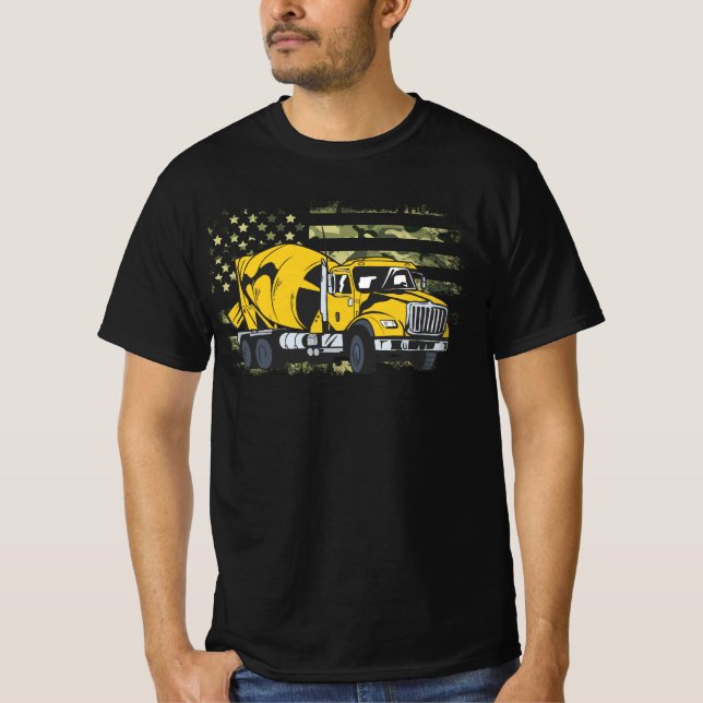 Cement Truck Driver Concrete Mixer Camouflage Amer T-Shirt (Front)