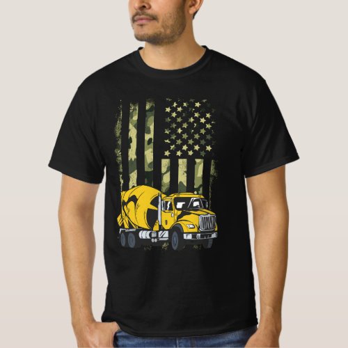 Cement Truck Driver Concrete Mixer Camouflage Amer T_Shirt