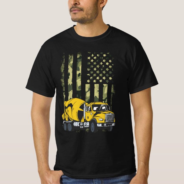Cement Truck Driver Concrete Mixer Camouflage Amer T-Shirt (Front)