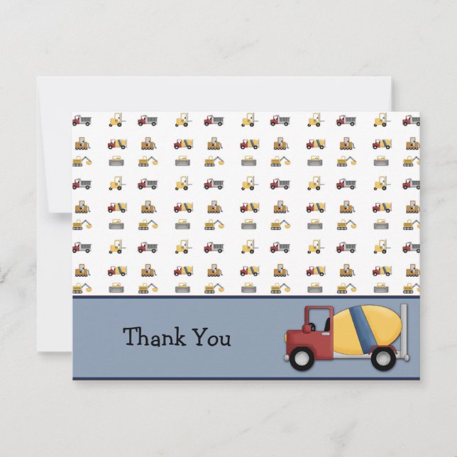 Cement Truck Flat Thank You Card (Front)
