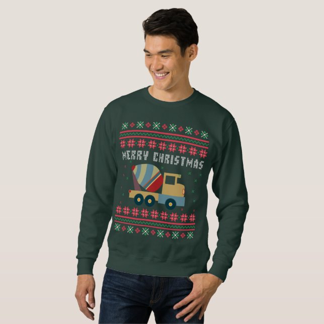 Cement Truck Ugly Christmas Sweater (Front Full)