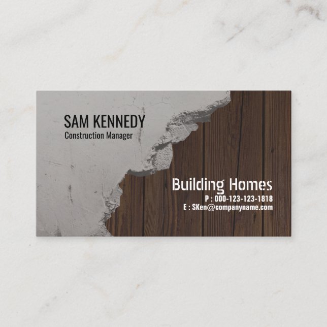 Cement Wood Panels Construction Business Card (Front)