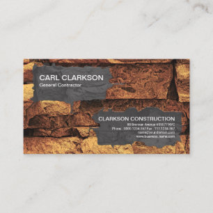 Cement Works On Boulders Building Contractor Business Card