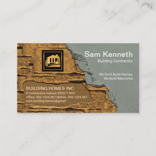 Cementing Brick Plastering Construction Business Card