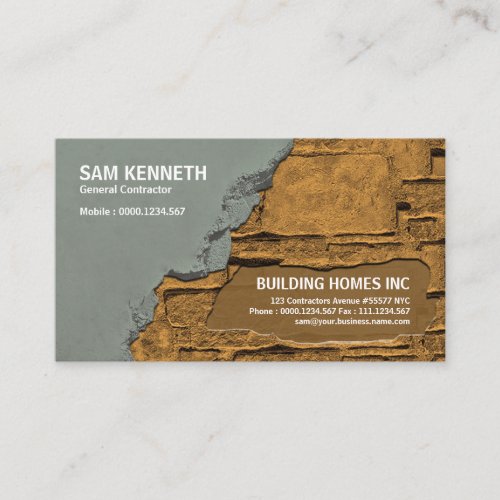 Cementing Brick Plastering Construction Manager Business Card