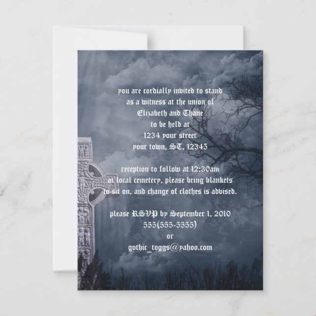 Cemetery Cross Fantasy Goth Wedding Invitation (Front)