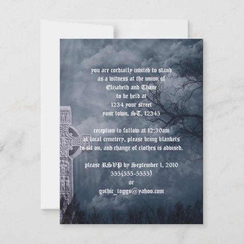 Cemetery Cross Fantasy Goth Wedding Invitation