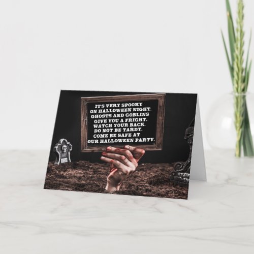Cemetery Hand of the Dead Bloody Text Halloween Invitation