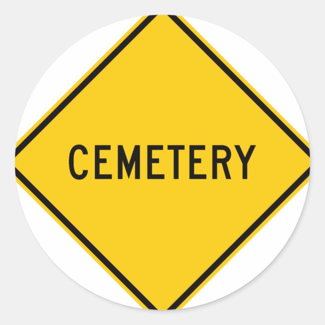 Cemetery Highway Sign Classic Round Sticker (Front)