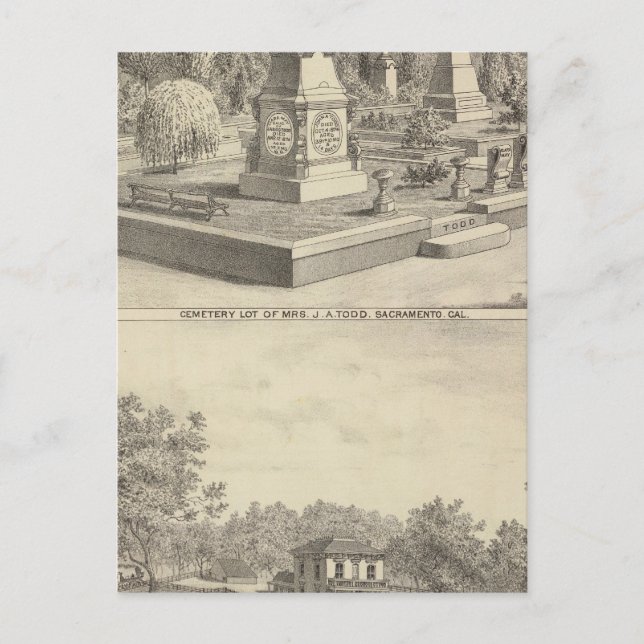 Cemetery lot Sacto, res Woodland Postcard (Front)