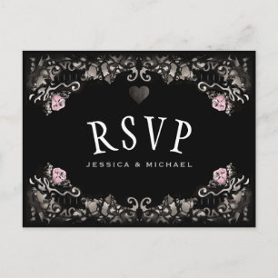 Cemetery Love MENU RSVP Halloween Wedding PostCard