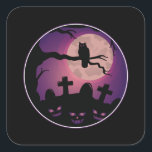 Cemetery Pumpkin Owl Moon Scary Fun Halloween Gift Square Sticker<br><div class="desc">Cemetery pumpkin owl Halloween design where the moon shines at night. Scary pumpkin motif for a Halloween costume party. Great outfit for horror Halloween fancy dress parties with cool Halloween,  cool Halloween design for bold pumpkin heads.</div>