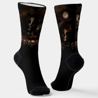 Cemetery Skulls Gothic Halloween Socks