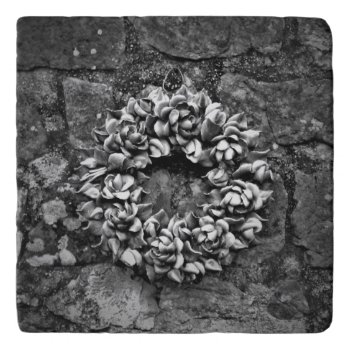Cemetery Wreath On Old Stone Wall Trivet by TheHopefulRomantic at Zazzle