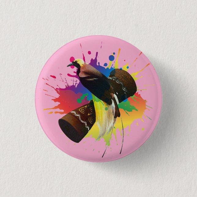 Cendrawasih The Bird Of Paradise Colorful  Button (Front)