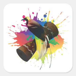 Cendrawasih The Bird Of Paradise Colorful Square Sticker