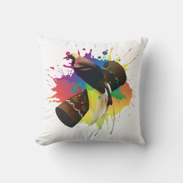 Cendrawasih The Bird Of Paradise Colorful  Throw Pillow (Front)