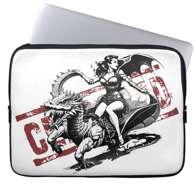 Censored Dragon Pin-Up Laptop Sleeve (Front)