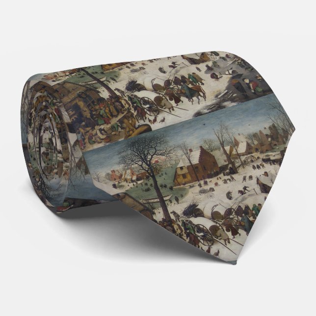 Census at Bethlehem by Pieter Bruegel Neck Tie (Rolled)