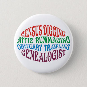 Census Digging Genealogist Button