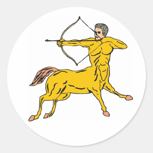Centaur Bow Arrow Mythical Figure Classic Round Sticker (Front)