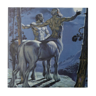 Centaurs (colour litho) ceramic tile
