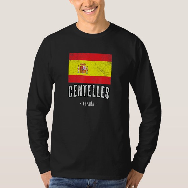 Centelles Spain Es Flag City Bandera Ropa T-Shirt (Front)