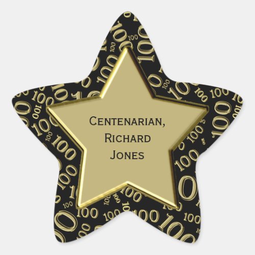 Centenarian 100th Birthday Black and Gold Star Star Sticker