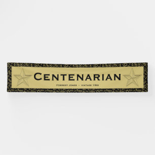 "CENTENARIAN" 100th Birthday Black/Gold Pattern Banner