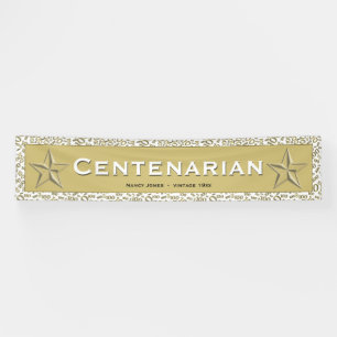 "CENTENARIAN" 100th Birthday Gold/White Pattern Banner