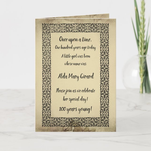 Centenarian Antique Storybook Page 100th Birthday Invitation (Front)