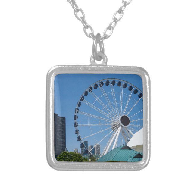 Centennial Ferris Wheel Silver Plated Necklace (Front)
