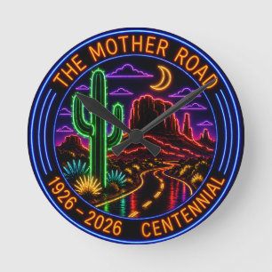 Centennial Neon Style Mother Road Round Clock