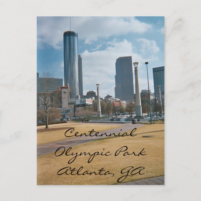 Centennial Park and Downtown Atlanta Postcard (Front)