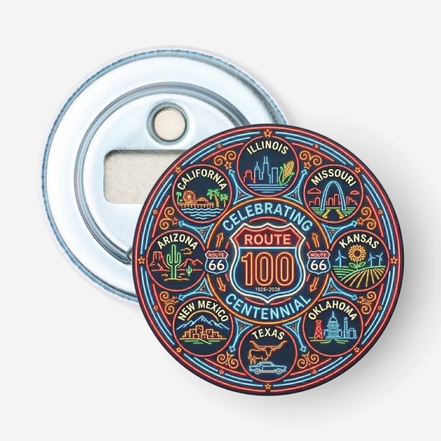 Centennial Route 66 Neon Glow Bottle Opener (Front)