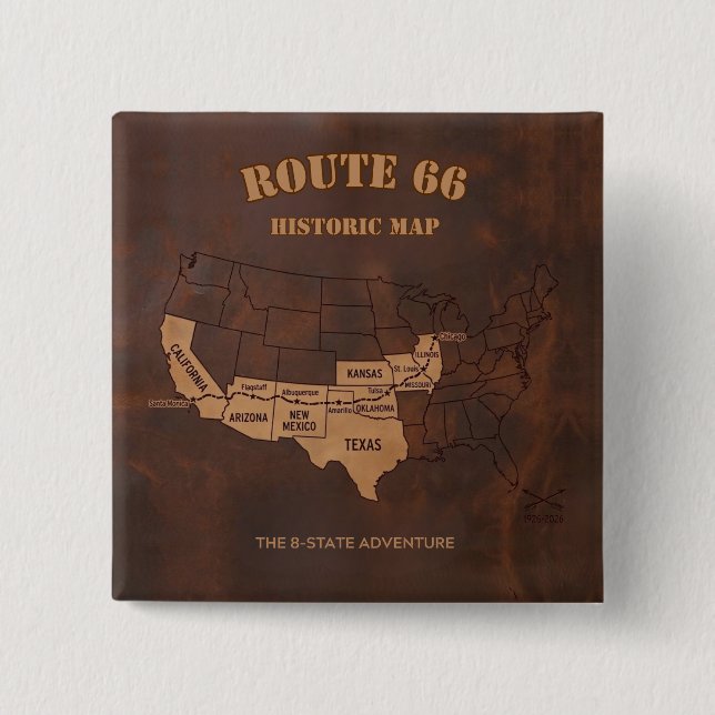 Centennial Route 66 Road Trip Americana Button (Front)