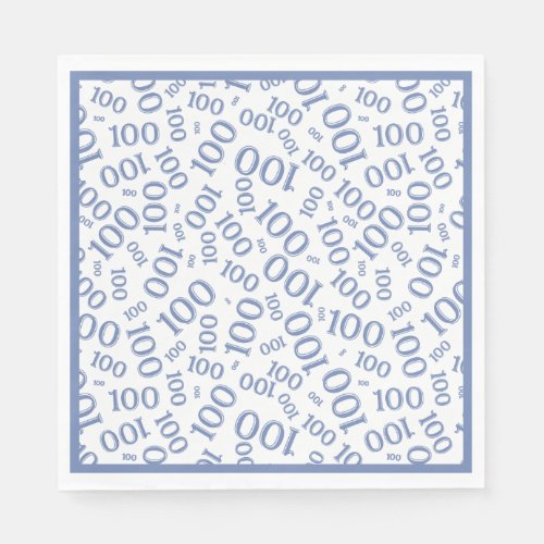 Centennial Typography 100 Number Pattern Blue Napkins