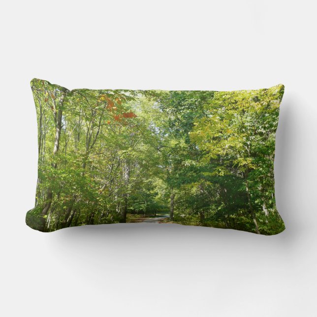 Centennial Wooded Path I Ellicott City Nature Lumbar Pillow (Front)