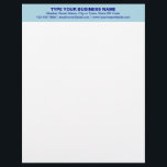 Center Aligned and Monochrome Blue Heading of Letterhead<br><div class="desc">Simple and plain texts designs are often easy to understand and remember. Plain texts design heading of letterhead that you can customize to advertise your business or to promote your brand name to customers or clients. Customizable office supply that you can use to build brand name awareness. Design on the...</div>