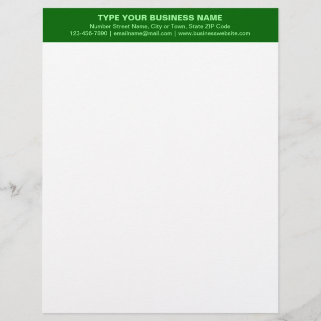 Center Aligned and Monochrome Green Heading of Letterhead (Front)