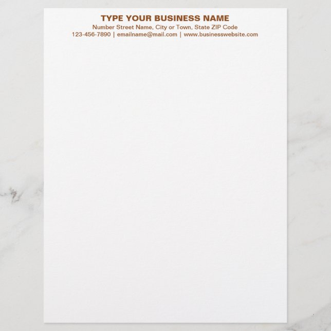 Center Aligned Brown Plain Texts Heading of Letterhead (Front)