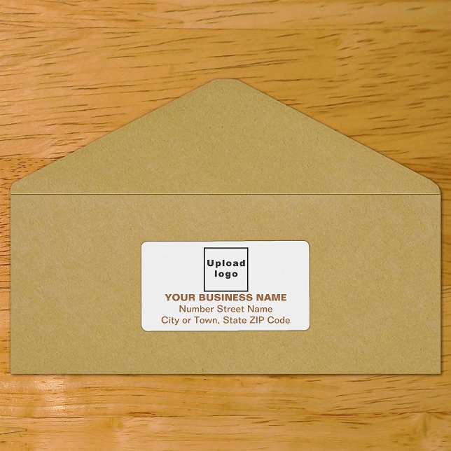 Center Aligned Brown Text Business Shipping Label (Center aligned shipping label in brown text on envelope)